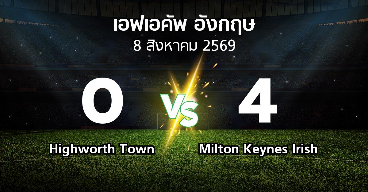 ผลบอล : Highworth Town vs Milton Keynes Irish (เอฟเอ คัพ 2026-2027)