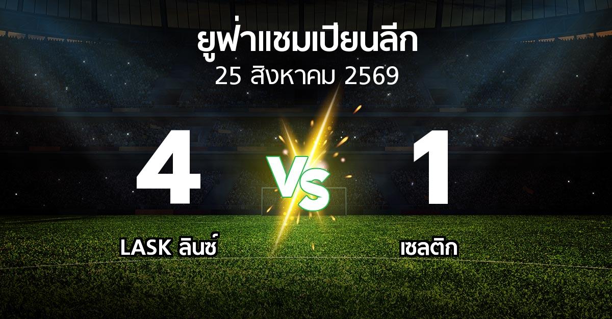 ผลบอล : LASK ลินซ์ vs เซลติก (ยูฟ่า แชมเปียนส์ลีก 2026-2027)