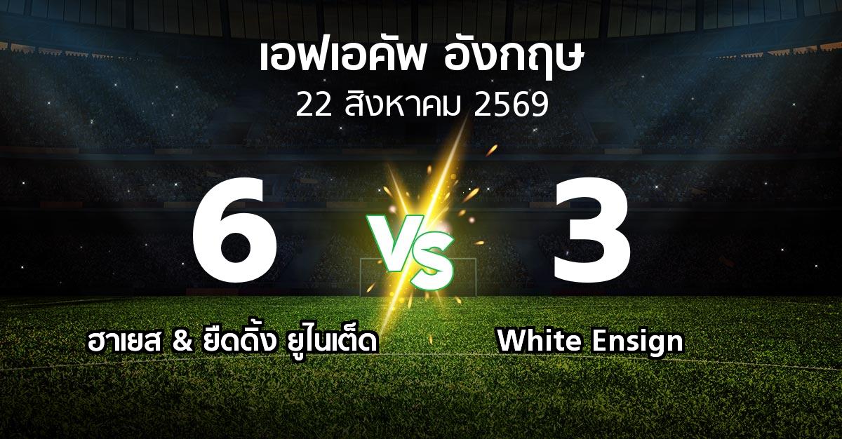 ผลบอล : ฮาเยส & ยืดดิ้ง ยูไนเต็ด vs White Ensign (เอฟเอ คัพ 2026-2027)