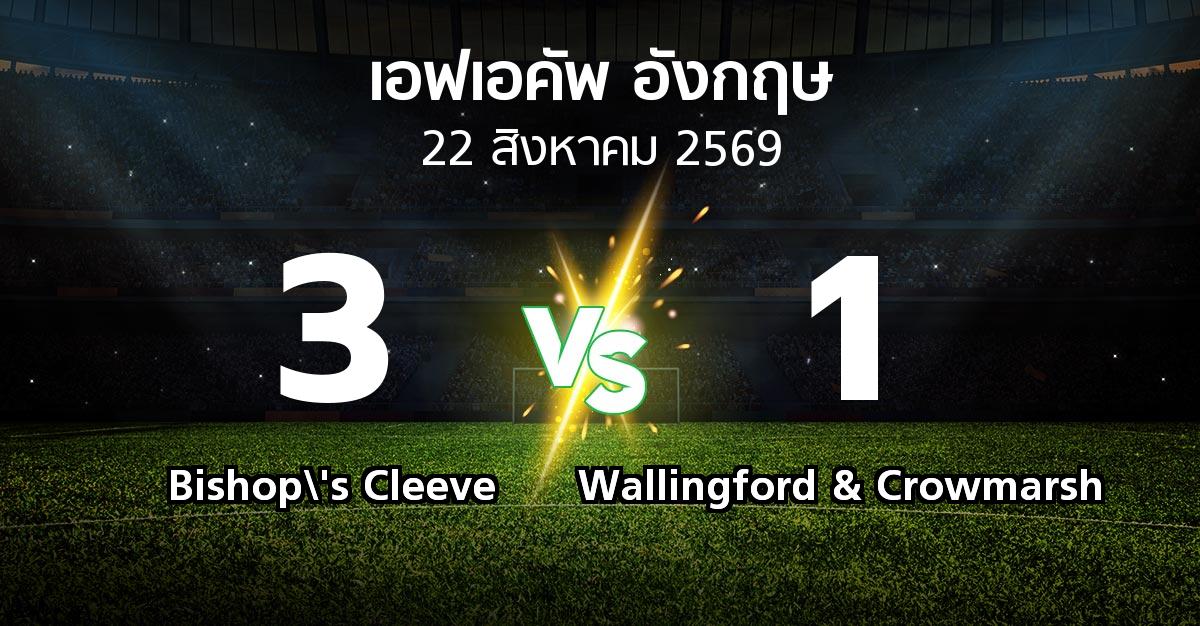 ผลบอล : Bishop\'s Cleeve vs Wallingford & Crowmarsh (เอฟเอ คัพ 2026-2027)