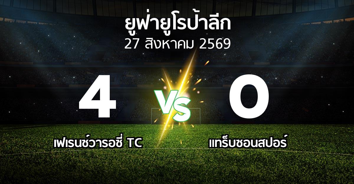 ผลบอล : เฟเรนซ์วารอซี่ TC vs แทร็บซอนสปอร์ (ยูฟ่า ยูโรป้าลีก 2026-2027)