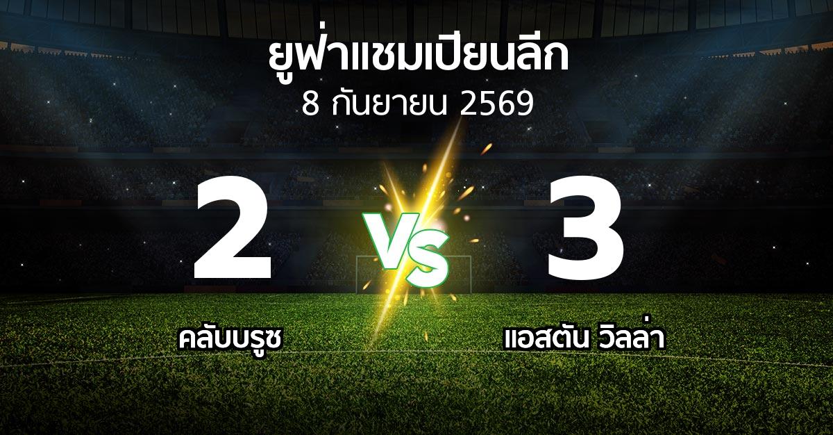 ผลบอล : คลับบรูซ vs แอสตัน วิลล่า (ยูฟ่า แชมเปียนส์ลีก 2026-2027)