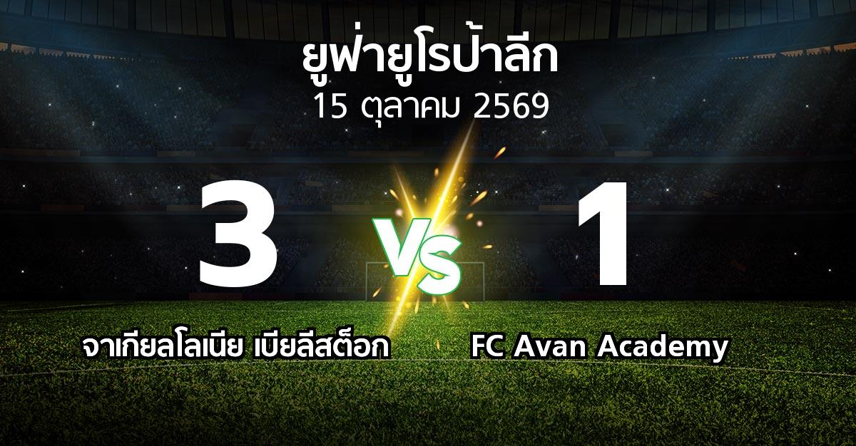 ผลบอล : จาเกียลโลเนีย เบียลีสต็อก vs FC Avan Academy (ยูฟ่า ยูโรป้าลีก 2026-2027)