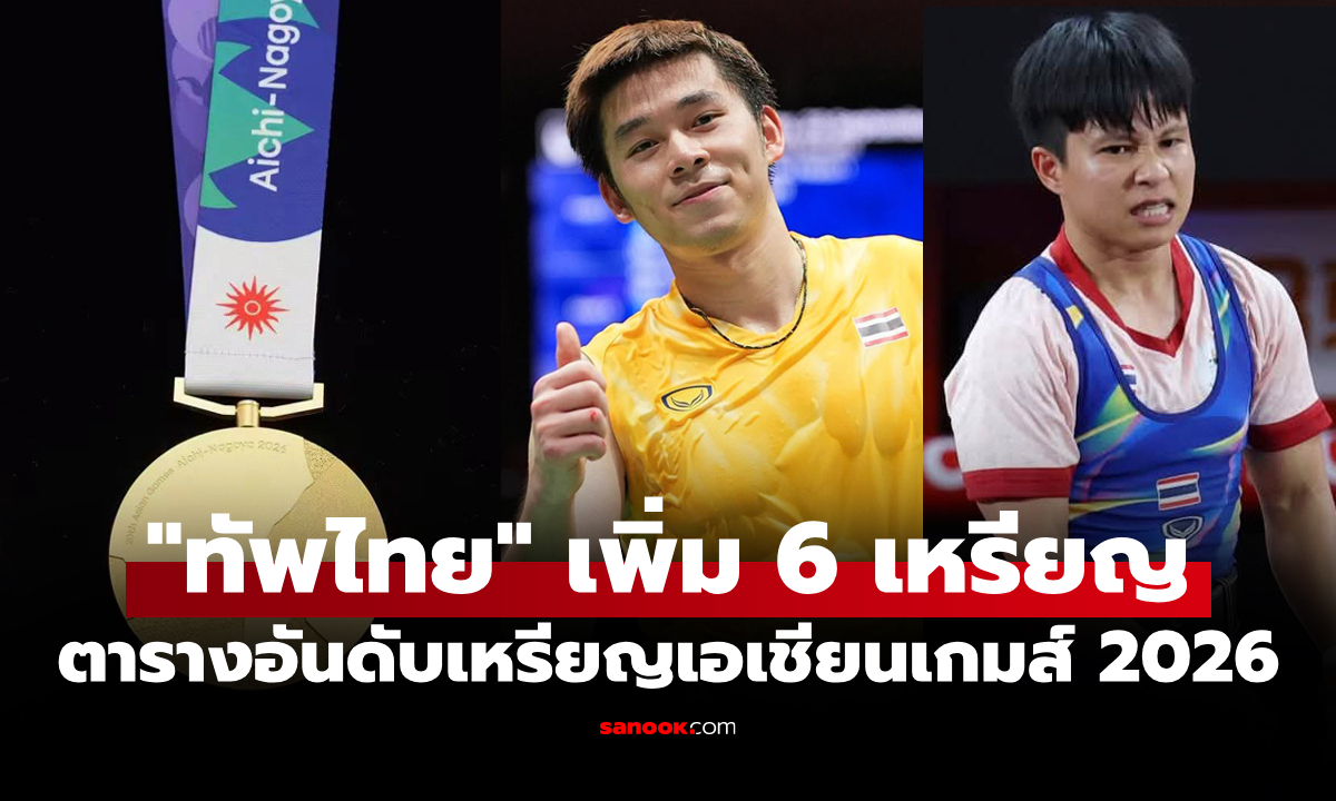 สรุปเหรียญเอเชียนเกมส์ 2026 ล่าสุด วันที่ 23 ก.ย. 69 "ทัพไทย" เก็บเพิ่ม 6 เหรียญ