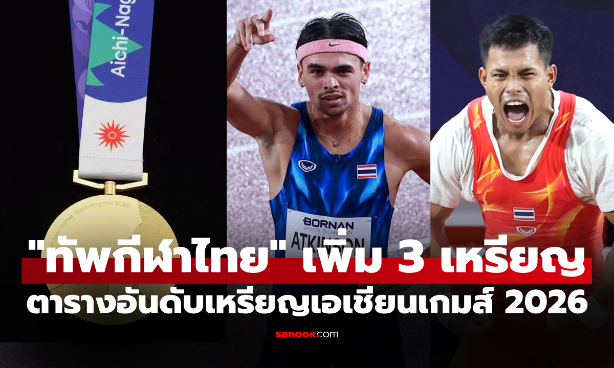 สรุปเหรียญเอเชียนเกมส์ 2026 ล่าสุด วันที่ 26 ก.ย. 69 "ทัพไทย" เก็บเพิ่ม 3 เหรียญ