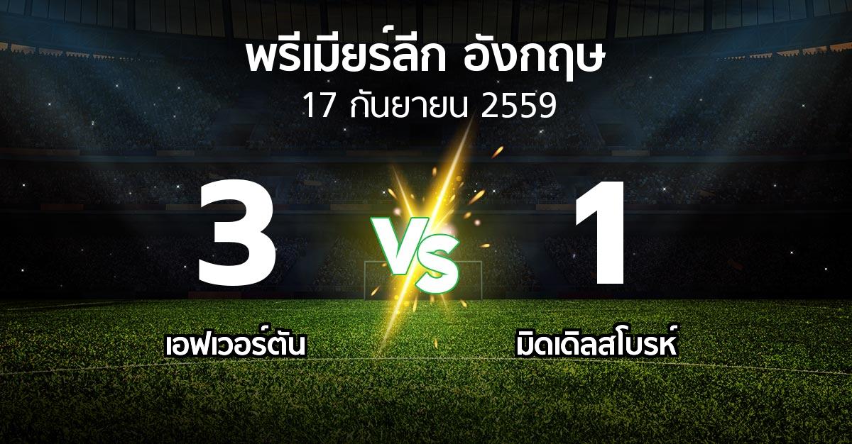 รายงานการแข่งขัน : เอฟเวอร์ตัน vs มิดเดิลสโบรห์ (Premier League 2016-2017)