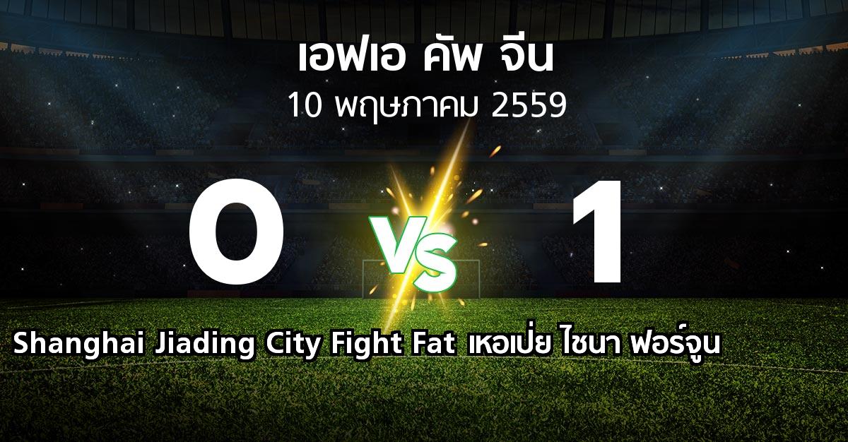 ผลบอล : Shanghai Jiading City Fight Fat vs เหอเป่ย ไชนา ฟอร์จูน (เอฟเอ-คัพ-จีน )