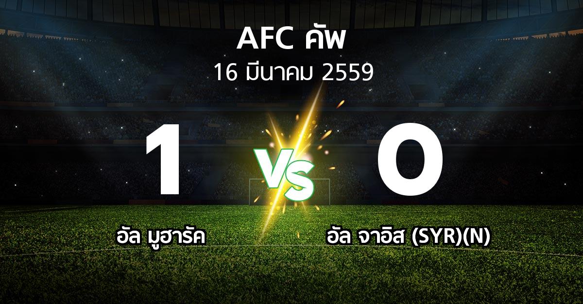 ผลบอล : อัล มูฮารัค vs อัล จาอิส (SYR)(N) (เอเอฟซีคัพ )