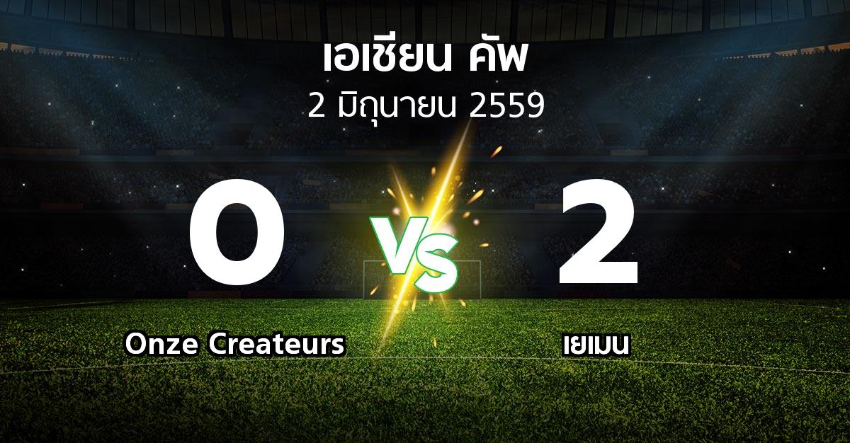 ผลบอล : Onze Createurs vs เยเมน (เอเชียนคัพ 2016-2019)