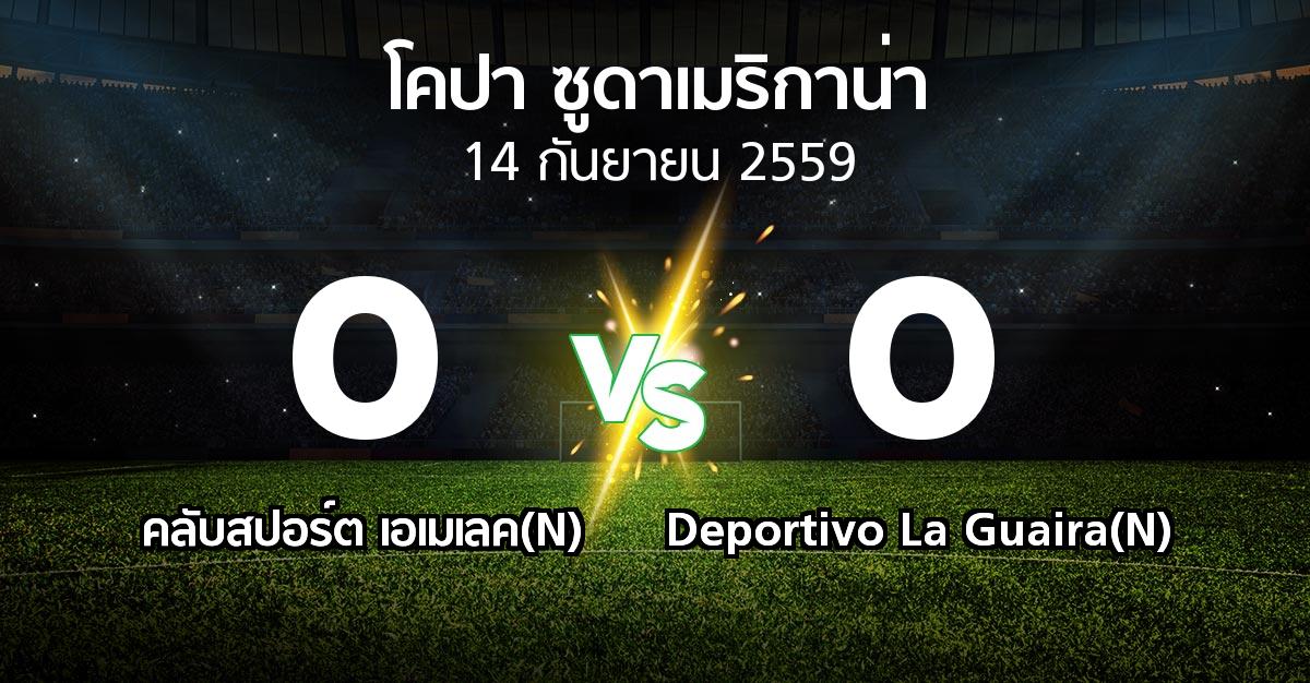 ผลบอล : คลับสปอร์ต เอเมเลค(N) vs Deportivo La Guaira(N) (โคปา-ซูดาเมริกาน่า )