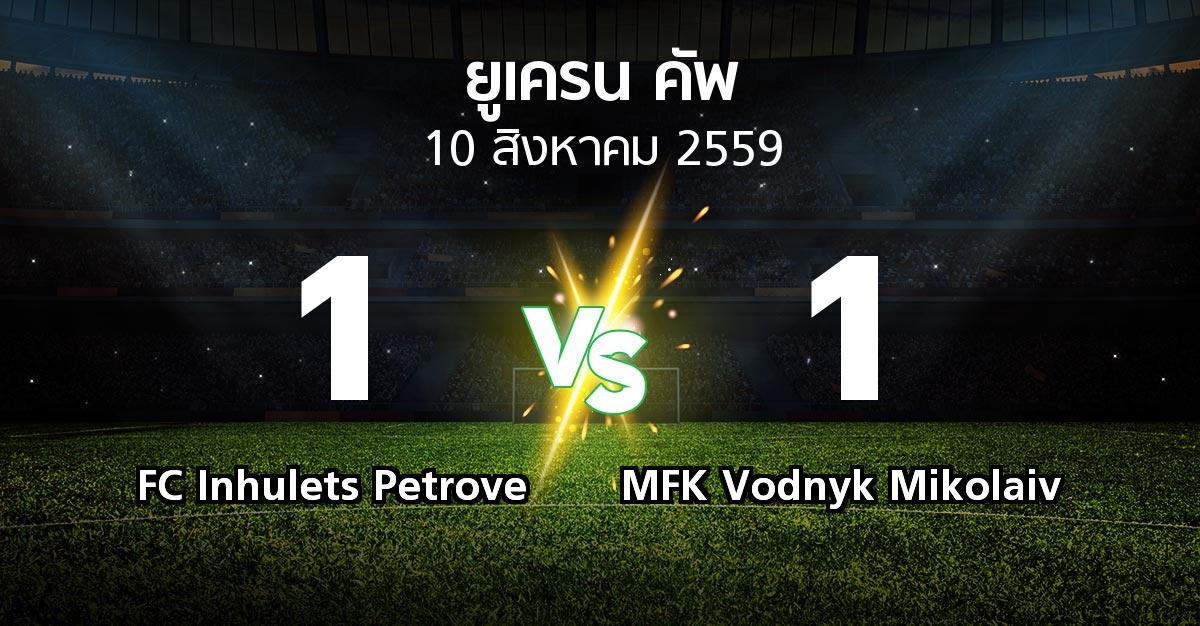 ผลบอล : FC Inhulets Petrove vs MFK Vodnyk Mikolaiv (ยูเครน-คัพ 2016-2017)