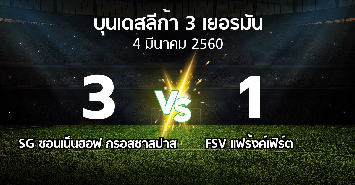 ผลบอล : SG ซอนเน็นฮอฟ กรอสซาสปาส vs FSV แฟร้งค์เฟิร์ต (บุนเดสลีก้า-3-เยอรมัน 2016-2017)