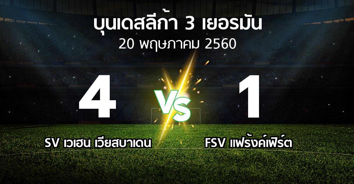 ผลบอล : SV เวเฮน เวียสบาเดน vs FSV แฟร้งค์เฟิร์ต (บุนเดสลีก้า-3-เยอรมัน 2016-2017)