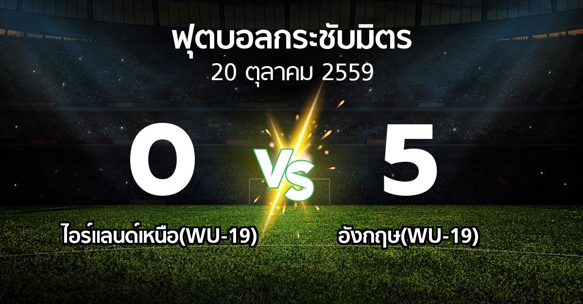 ผลบอล : ไอร์แลนด์เหนือ(WU-19) vs อังกฤษ(WU-19) (ฟุตบอลกระชับมิตร)