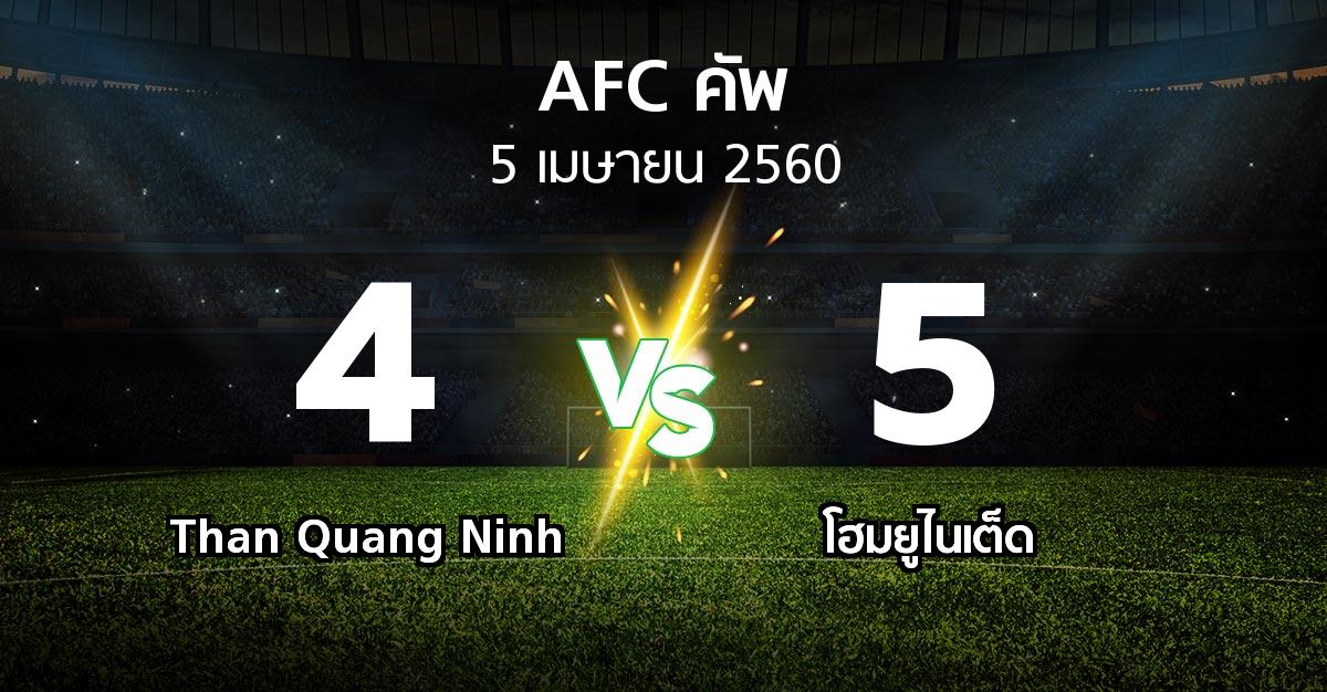 ผลบอล : Than Quang Ninh vs โฮมยูไนเต็ด (เอเอฟซีคัพ 2017)