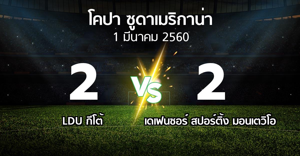 ผลบอล : LDU กีโต้ vs เดเฟนซอร์ สปอร์ติ้ง มอนเตวิโอ (โคปา-ซูดาเมริกาน่า 2017)