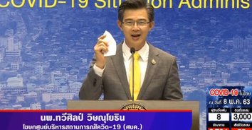 COVID-19 ไทยติดเชื้อเพิ่ม 8 ราย รวมป่วยสะสม 3,000 ราย ไม่ผู้เสียชีวิต