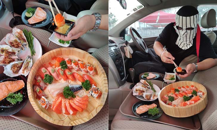 "Drive in Buffet" บุฟเฟต์แนวใหม่เสิร์ฟให้ถึงรถจากร้าน Daiso Sushi