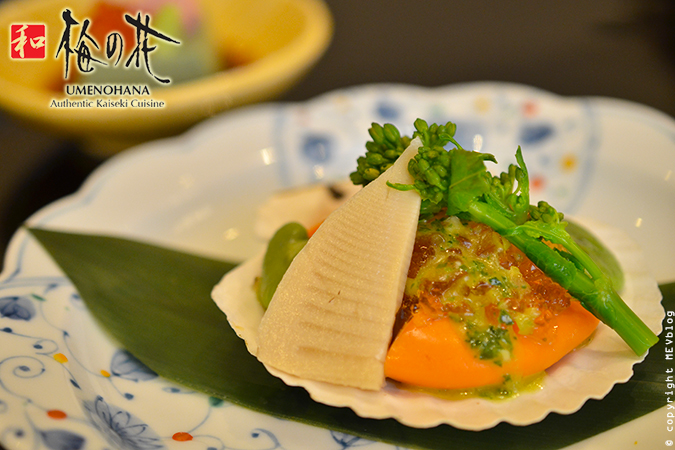 Scallop and seasonal vegetable with Ponzu Gelee