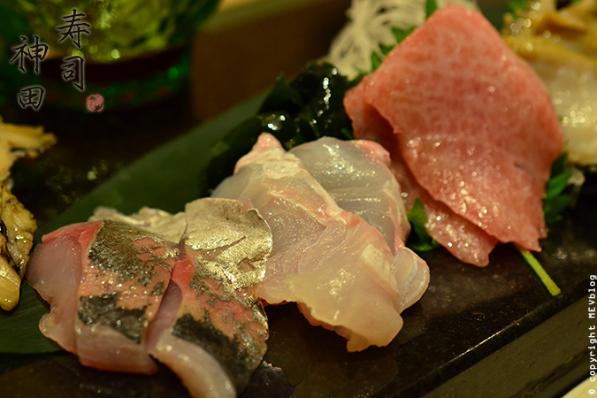 ปลาทู (Aji) ปลาตาเดียว (Hirame) และ ส่วนท้องของปลาทูน่า (Otoro) 
