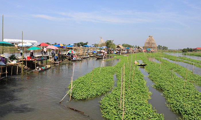 ตลาดน้ำสะพานโค้ง สุ่มปลายักษ์ @ สุพรรณบุรี