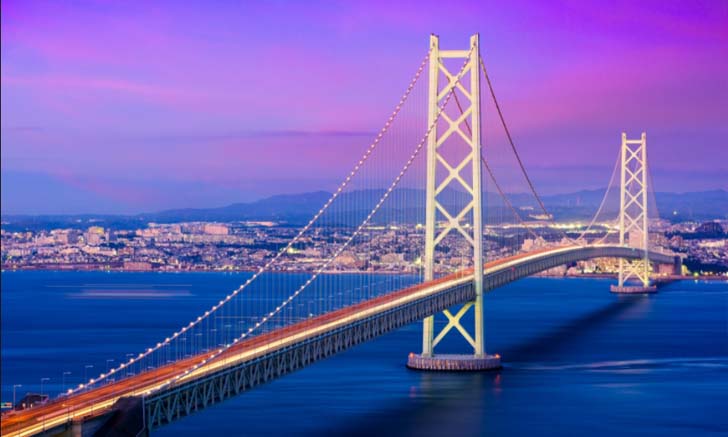 สะพานอะคาชิไคเคียว Akashi Kaikyo Bridge หนึ่งในสะพานแขวน ที่ยาวที่สุดในโลก