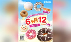 DUNKIN' Donut จัดโปรพิเศษ ซื้อ 6 ฟรี 12 ในราคาเพียง 186 บาท วันเดียวเท่านั้น!