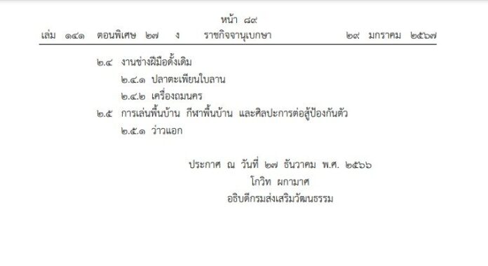 ประกาศกรมส่งเสริมวัฒนธรรม