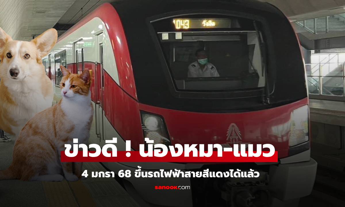 รถไฟฟ้าสายสีแดงเปิดโครงการ Pet Friendly Train เริ่ม 4 ม.ค.68 ต้อนรับปีใหม่ 2568