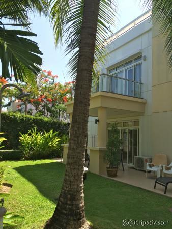 View of the garden from the island villa.
