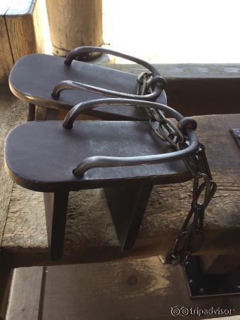 Iron getas (sandals) worn by monk.