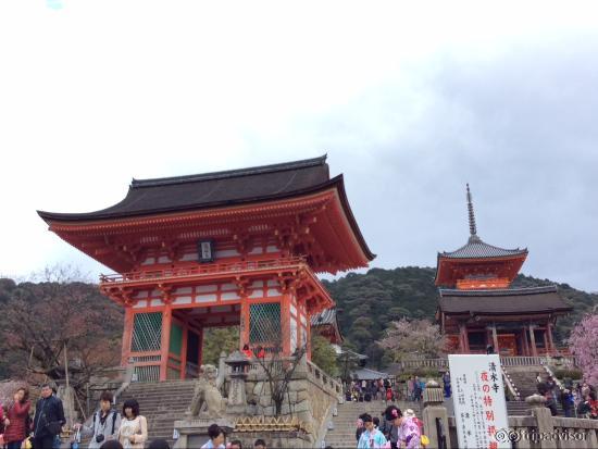 Colorful buildings at Kyomizu dera Temple. Kyoto, Japan 2015.