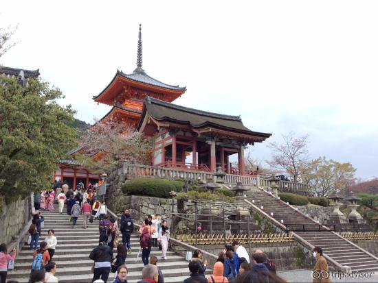 Tallest 3 floors pagoda in Kyoto at Kiyomizudera. Kyoto, Japan 2015.