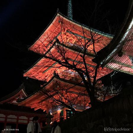 Kiyomizu dera temple at night