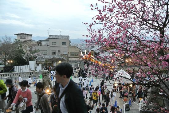 View from the temple steps looking back down to the street