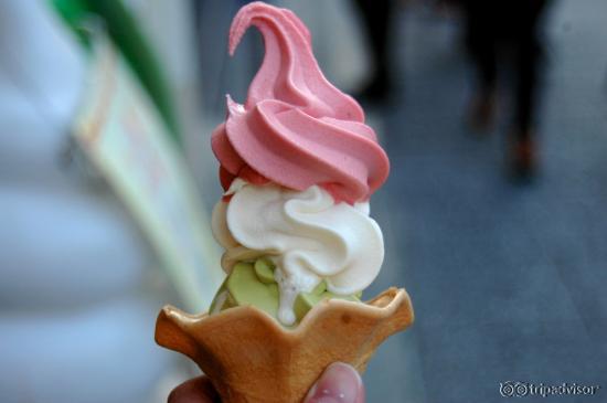 ice cream from afterwards. Cherry blossom, Soy, and green tea flavored.