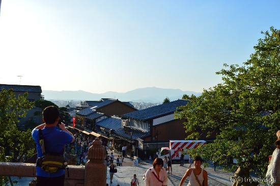 view back out to the traditional streets of Gion