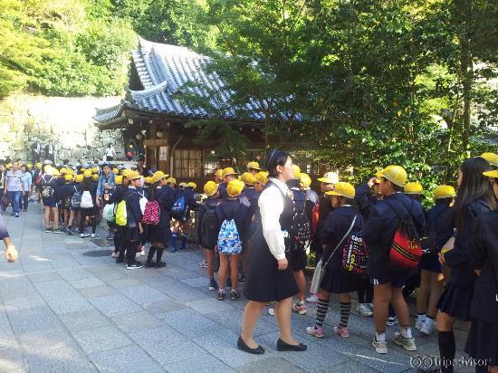 Lined up Japanese for the temple visit