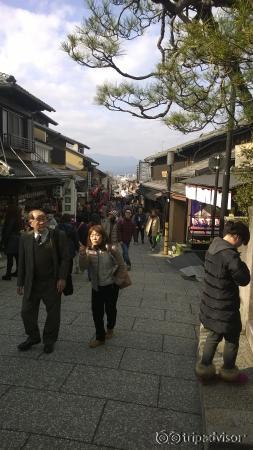 shops lining the road to the site