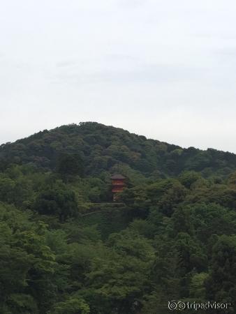 Temple on the mountainside overlooking Kyoto