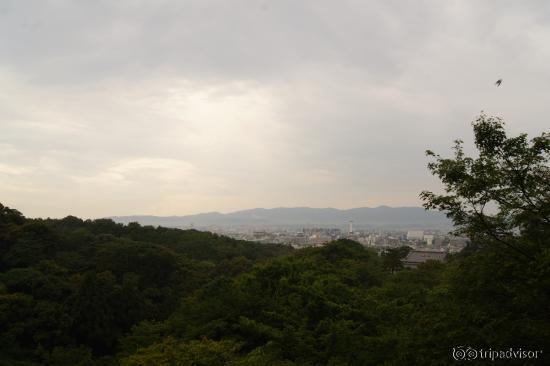 wonderful view of the city of Kyoto from the temple