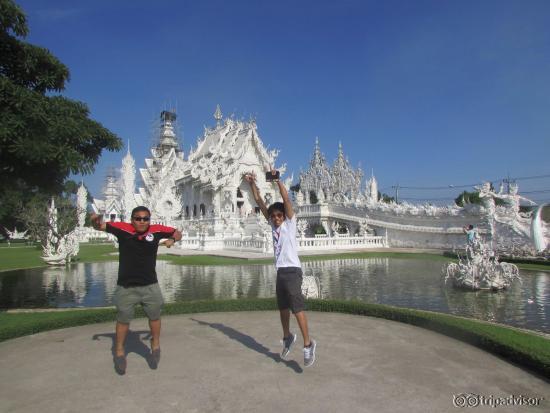 the front view of the white temple