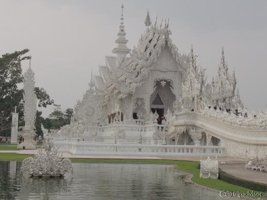 u have to walk across the bridge to the white temple