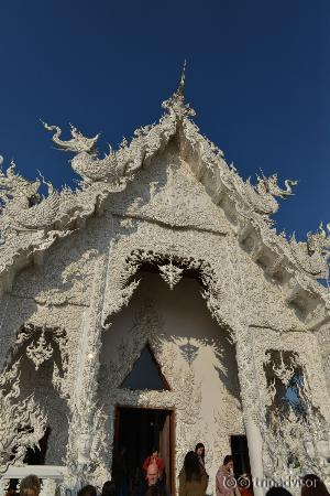 Intricate designs on the main temple building