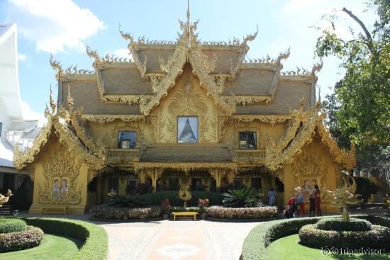 Golden throne at white temple