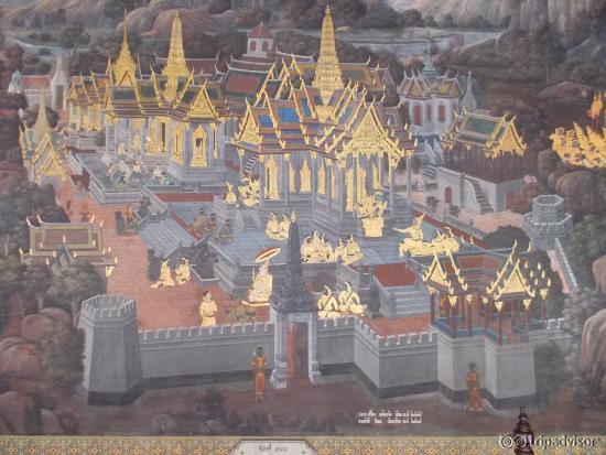 роспись на стене вокруг храма