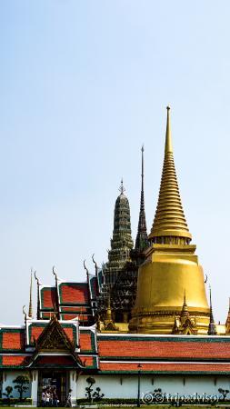 Wat Phra Kaew viewed from the entrance of the Grand Palace.