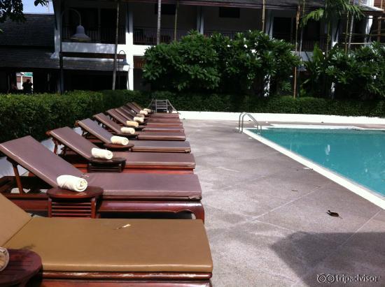 Poolside chairs.