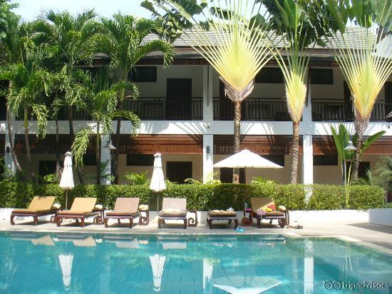 View of pool and hotel wing