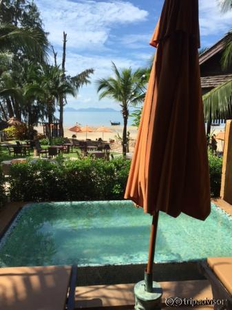Looking out onto the beach from villa